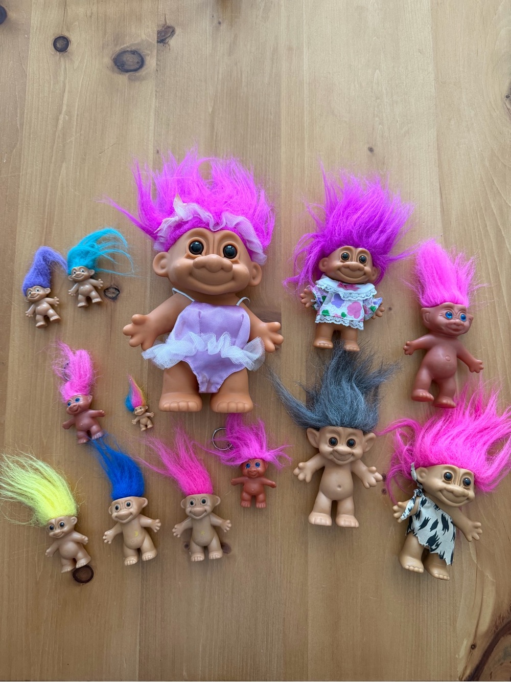 Vintage Troll Doll Lot of 14 - Russ Berrie Style 90s Toys (Large Ballerina, Cave